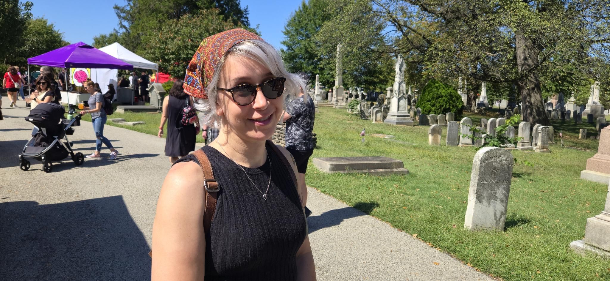 The author in a cemetary in autumn